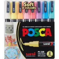 Posca - PC3M - Fine Tip Pen - Soft Colors, 8 pc