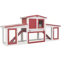 vidaXL Konijnenhok voor buiten groot 201x45x85 cm hout rood en wit