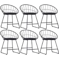 vidaXL Eetkamerstoelen met kunstleren zittingen 6 st staal zwart
