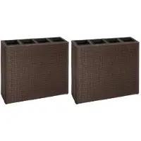 vidaXL Plantenbak verhoogd met 4 potten 2 st poly rattan bruin