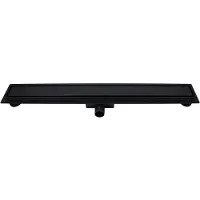 Guido Gusto Mat zwart RVS Douchegoot compleet met flens 60x7x6,7cm Tegelrooster