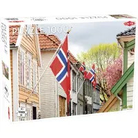 Tactic Street in Bergen – Puzzel – 1000 stukjes – Historisch Noors Straatbeeld – Strak en Rustgevend Ontwerp – Hoogwaardige Scandinavische Kwaliteit