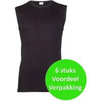 Beeren heren mouwloos shirt 100% katoen 6 stuks - L - Zwart