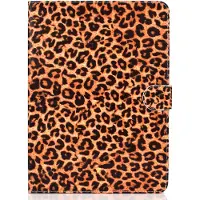 Peachy Hoes Case Wallet Portemonnee Luipaardprint voor iPad 10.2 inch, iPad Pro 10.5 en iPad Air 3 10.5 inch - Oranje Zwart Beige