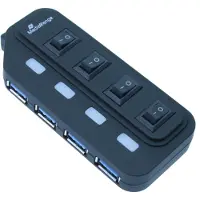 MediaRange USB 3.0-Hub, 4-voudig, schakelbaar
