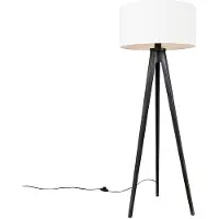 QAZQA Vloerlamp tripod zwart met kap wit 50 cm - Tripod Classic