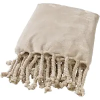 Dutch decor - FLORIJN - Plaid 150x200 cm - grote fleece plaid met flosjes - Pumice Stone - beige