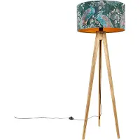 QAZQA Tripod vintage hout met kap pauw groen 50 cm - Tripod Classic