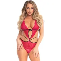 Leg avenue kanten body fuchsia/zwart Dames