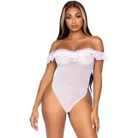 Leg avenue kanten off shoulder stringbody wit Dames