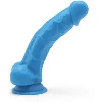 Get Real – Dual Density Dildo met Zuignap en Balzak in Stijlvol Opvallend Ontwerp Verharde Kern - 19 cm – Blauw