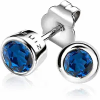Zinzi zilveren oorknoppen rond donkerblauw ZIO322DB