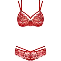 Obsessive 2-Delige Kanten BH Set – Erotische Lingerieset – Maat L/XL – Rood