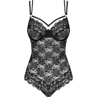 Obsessive - teddy body - sexy kant - zwart - L/XL
