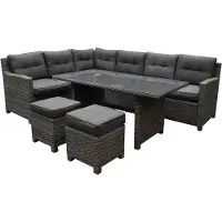AVH-Collectie Valencia dining hoek loungeset 5-delig links antraciet wicker