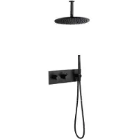 Guido Gusto Inbouw regendouche met plafond arm 25cm douchekop mat zwart tweeknops bediening