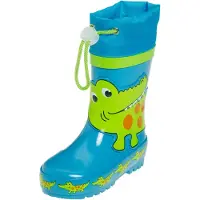 Playshoes Regenlaarzen met trekkoord Kinderen Krokodil - Blauw/Groen - Maat 26-27