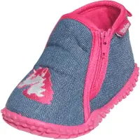 Playshoes Huisschoenen 'Einhorn' blauw denim / donkerroze