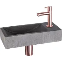 Differnz Ribble fonteinset natuursteen bombai black met rechte kraan rood koper