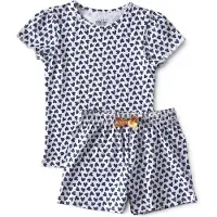Little label shortama van katoen blauw/wit Meisjes Stretchkatoen Ronde hals - maat 110
