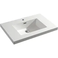 Differnz Meubelwastafel Reno Rechthoek 75x50x5cm Polybeton Wit 1 Kraangat Overloop