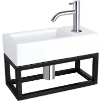 Differnz Fonteinset ravo keramiek met handoekrek 38.5x18.5x9 cm wit met gebogen kraan chroom