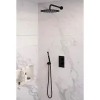 Brauer Black Edition complete inbouw regendouche met staafhanddouche, gebogen wandarm en hoofddouche 30cm set 28 zwart mat