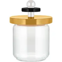 Alessi Mr. Sottsass I Suppose ES16 / 75 1- Design Hermetische Glazen Pot met Beukenhouten Deksel, Geel, Zwart en Wit