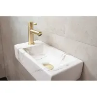 Mueller Mini Apa fonteinset links met wit marmeren fontein en gouden kraan