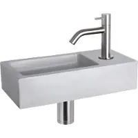 Differnz Ravo fonteinset – 38.5x18.5x9 cm – beton licht grijs – gebogen mat chromen kraan 38.005.01