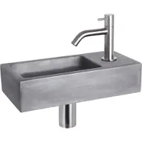 Differnz Ravo fonteinset donkergrijs beton met gebogen kraan mat chroom