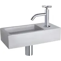 Differnz Fonteinset Ravo Beton 38.5x18.5x9 cm Licht Grijs Met Gebogen Kruis Kraan Chroom