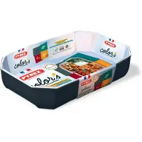 Pyrex Rechthoekige Ovenschaal 3,2l - Borosilicaatglas - Grijs Glazuur Buitenzijde - 33x22xH7cm
