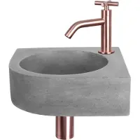 Differnz Cleo fonteinset donkergrijs beton met kruisgreep kraan rood koper