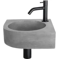 Differnz Cleo Fonteinset - 31.5x31.5x10cm - Kraan Gebogen Mat Zwart - Beton Donkergrijs