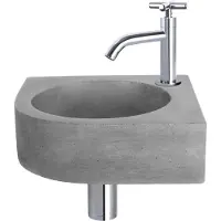 Differnz Cleo fonteinset donkergrijs beton met kruisgreep kraan chroom