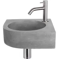 Differnz Fonteinset cleo 31.5x31.5x10 cm beton donker grijs met kraan gebogen mat chroom