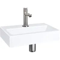 Differnz Flat fonteinset keramiek met rechte kraan mat chroom