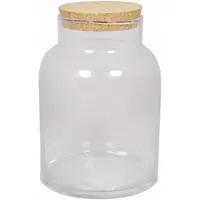 Floran 2x Glazen terrarium vazen 8 liter met kurk deksel 18 x 27 cm - Voorraadpot