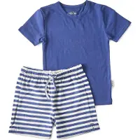 Little label shortama van katoen blauw/grijs Jongens Stretchkatoen Ronde hals - maat 98