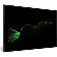 PosterMonkey Fotolijst incl. Poster - Een tropisch blad met rode randen op een zwarte achtergrond - 120x80 cm - Posterlijst