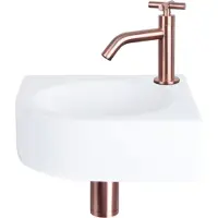 Differnz Cleo Fonteinset - Keramiek - Kraan kruis rood koper - 30 x 30 x 10 cm