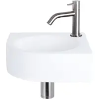 Differnz Cleo fonteinset keramiek met gebogen kraan mat chroom