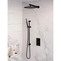 Brauer Black Edition complete inbouw regendouche met staafhanddouche, rechte wandarm, glijstang en hoofddouche 30cm set 38 zwart mat