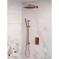 Brauer Edition Inbouwset Met 3-weg Thermostaat - Hoofddouche 30cm - Rechte Wandarm 40cm - Staafhanddouche - Glijstang Met Aansluitbocht - Geborsteld - Kranen, Douchekranen, Douchesets, Inbouw