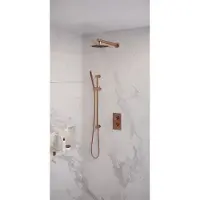 Brauer Edition Inbouwset Met 3-weg Thermostaat - Hoofddouche 20cm - Rechte Wandarm 40cm - Staafhanddouche - Glijstang Met Aansluitbocht - Geborsteld - Kranen, Douchekranen, Douchesets, Inbouw