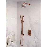 Brauer Inbouw Regendouche Set Copper Edition Gebogen Wanduitloop Ronde Hoofddouche 20 cm Met Glijstang Koper