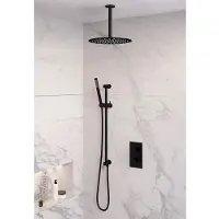 Brauer Inbouw Regendouche Set Black Edition Plafond Uitloop Ronde Hoofddouche 30 cm Met Glijstang Mat Zwart