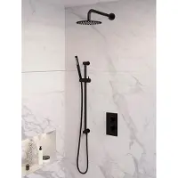 Brauer Black Edition complete inbouw regendouche met staafhanddouche, gebogen wandarm, glijstang en hoofddouche 20cm set 39 zwart mat