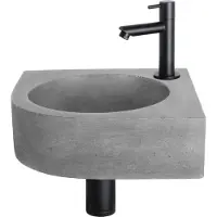 Differnz Cleo fonteinset donkergrijs beton met rechte kraan mat zwart